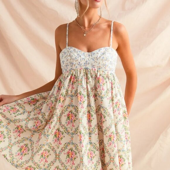 SO ME Mixed Floral Print‎ Sleeveless Mini Dress - Picture 8 of 11